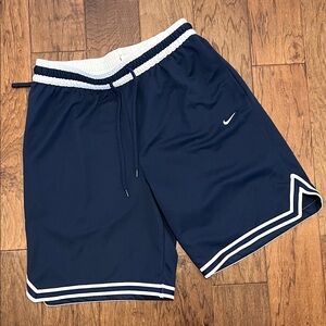 Nike Men's Dark Blue Athletic Shorts with White Accents